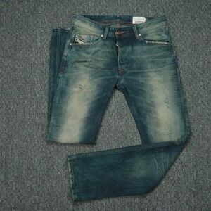 Diesel Jeans Mens 29x32 Blue Darron Slim Tapered 5 Pocket‎ Button Fly Stretch
